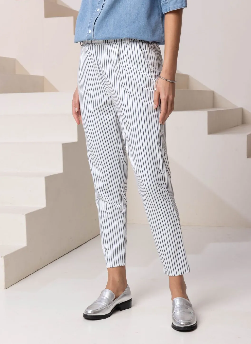 /Blauw Gestreepte Jogger