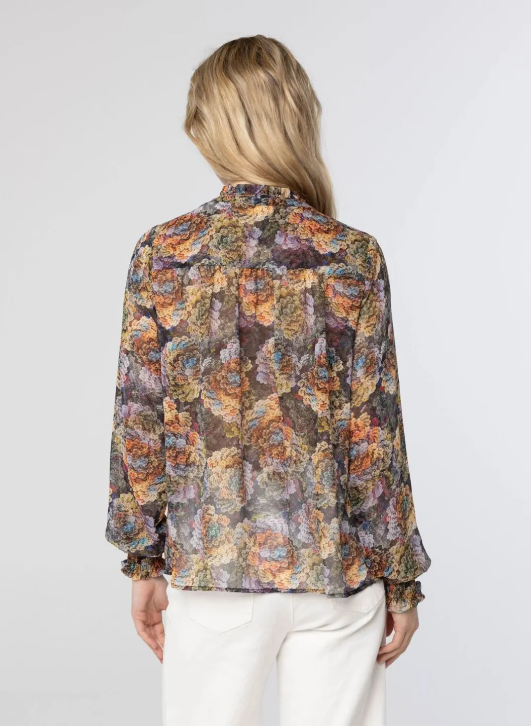 Blouse Met Lange Gesmokte Mouw