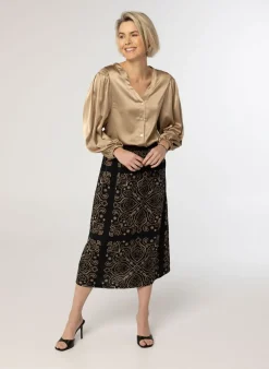 Bronzen Blouse Met Pofmouwen