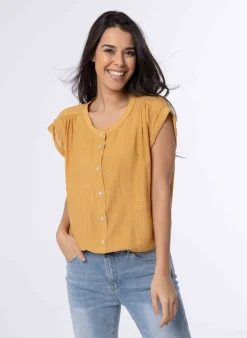 Gele Blouse Met Kapmouwen