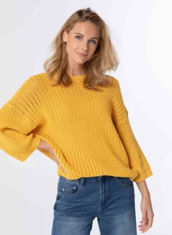 Gele Grof Gebreide Trui