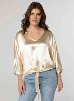 Glanzende Blouse In Champagnekleur