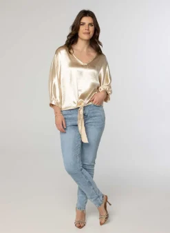 Glanzende Blouse In Champagnekleur