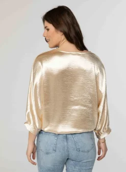 Glanzende Blouse In Champagnekleur