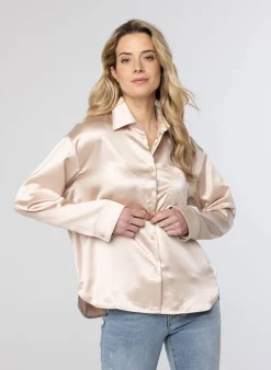Glanzende Ecru Blouse