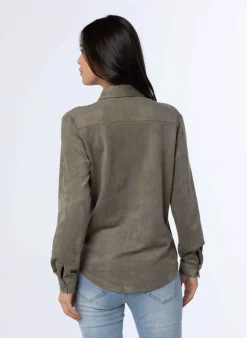 Grijze Blouse Van Suedine