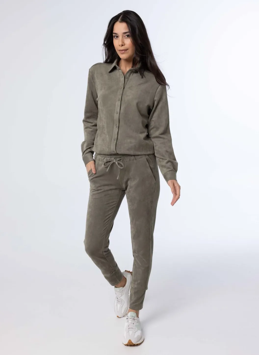 Grijze Blouse Van Suedine