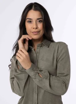 Grijze Blouse Van Suedine