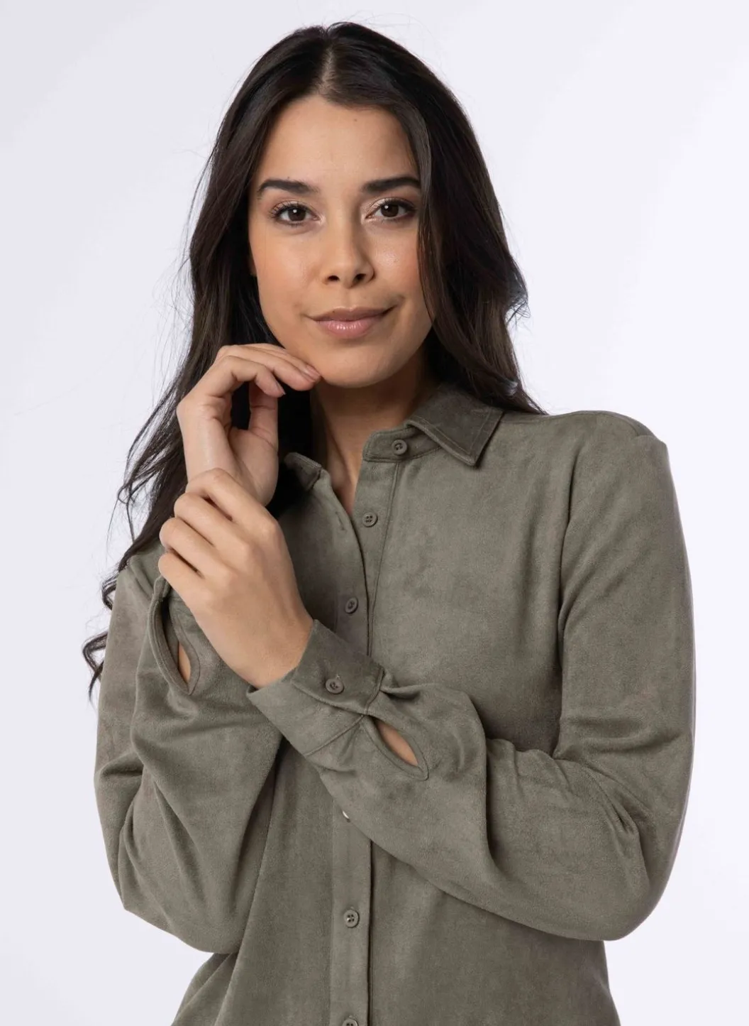 Grijze Blouse Van Suedine