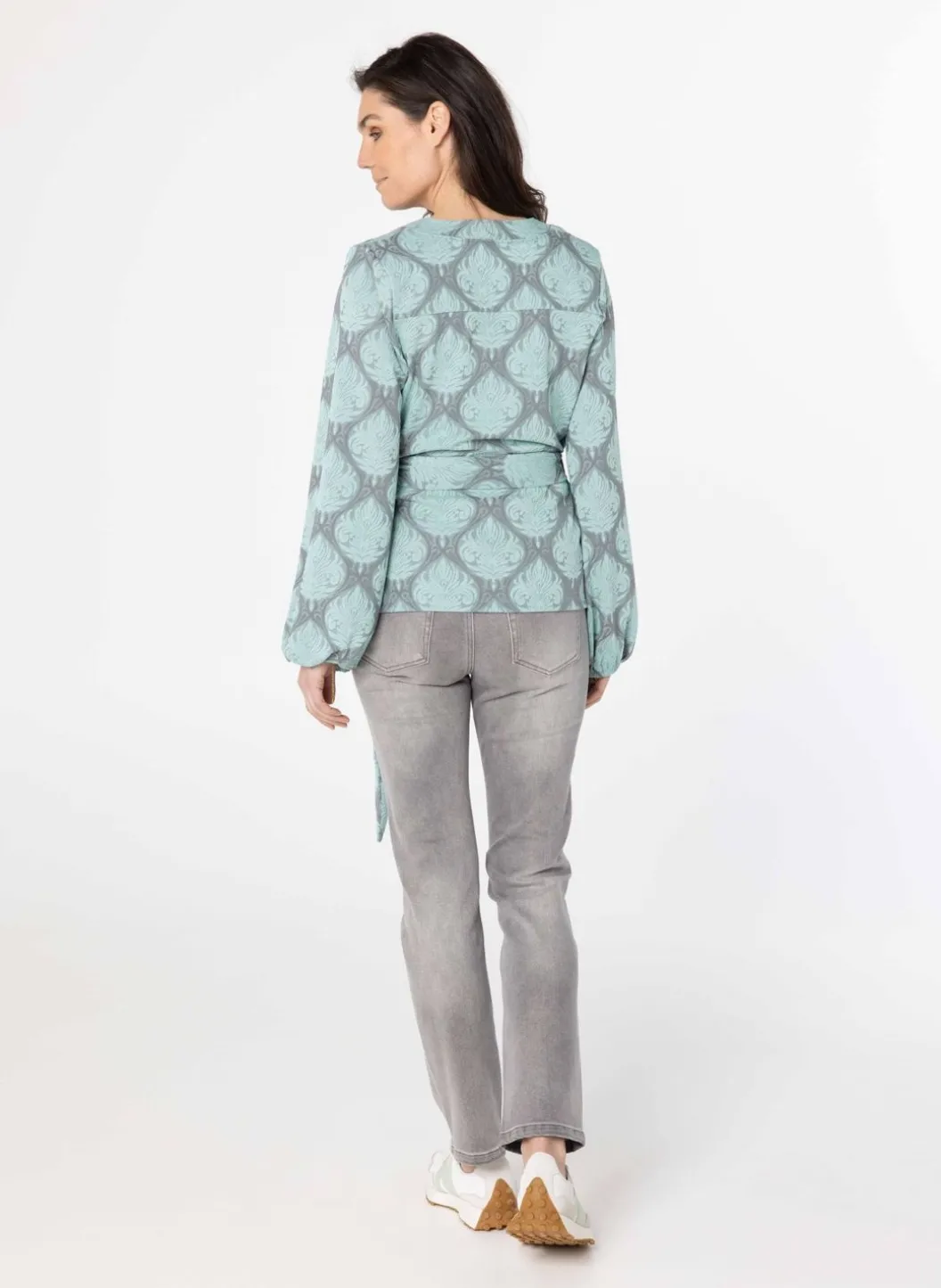 Groen Grijze Overslag Trui