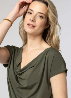 Leger Shirt Met Gedrapeerde Hals