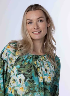 Meerkleurig Shirt Met Pofmouwen