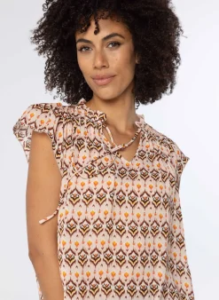 Meerkleurige Blouse Met Korte Mouwen