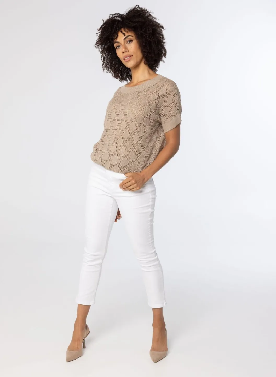 Opengewerkte Trui Zandkleur