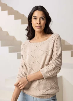 Zandkleurig Gebreide Trui
