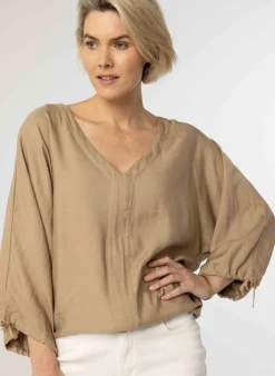 Zandkleurige Blouse Linnen