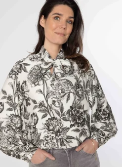 Zwarte Blouse Met Strikdetail